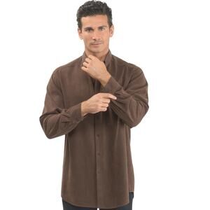 Tianello 100% Tencel Men's Button Down Oversized Shirt, Size Small, Espresso